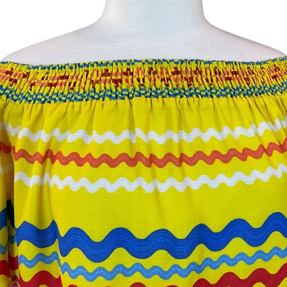 Flying Tomato Off-the-Shoulder Colorful Rick Rack Short Sleeve Blouse Medium - Picture 2 of 9